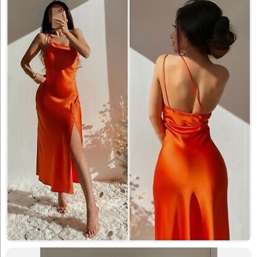 Zara orange satin dress